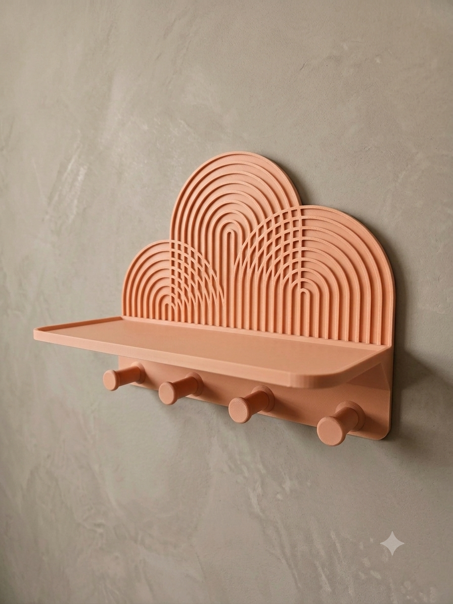 Boho Aesthetic Arch Wall Organizer, Modern Key Holder, Multi-Purpose Home Storage Hook Shelf for Entryway, Home Decor