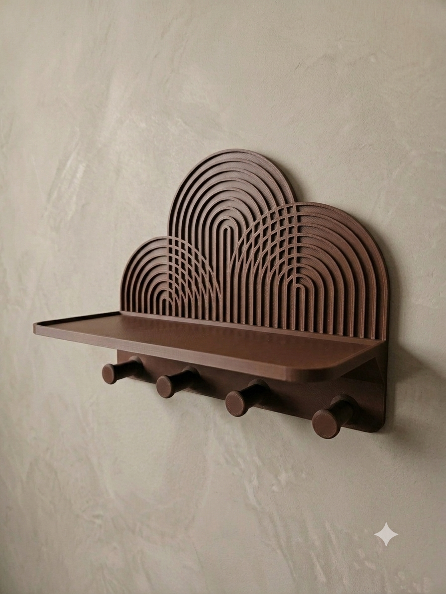 Boho Aesthetic Arch Wall Organizer, Modern Key Holder, Multi-Purpose Home Storage Hook Shelf for Entryway, Home Decor