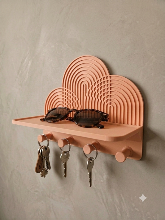 Boho Aesthetic Arch Wall Organizer, Modern Key Holder, Multi-Purpose Home Storage Hook Shelf for Entryway, Home Decor