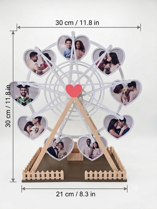 Heart Ferris Wheel Love Photo Frame | Manual Rotating Couples Memory Display | Romantic Anniversary Gift