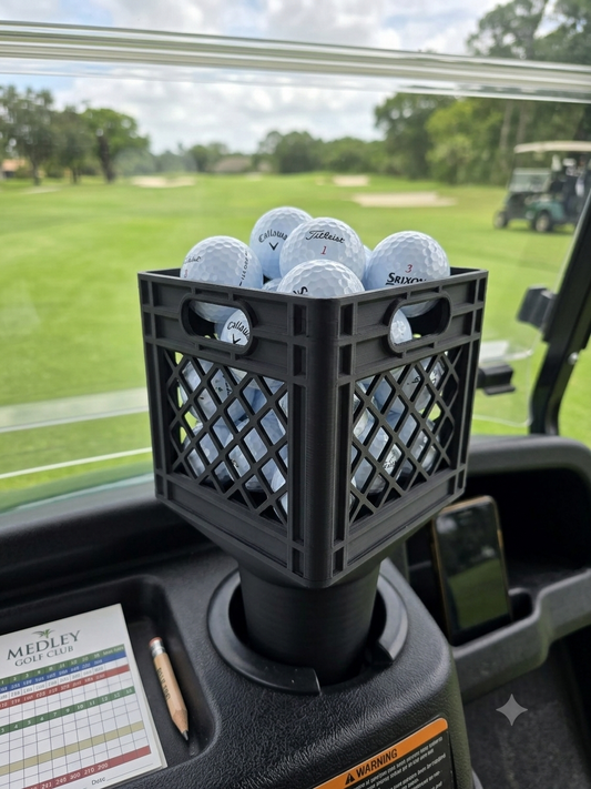 Golf Cart Cup Holder Crate | Golf Ball Storage Organizer Basket